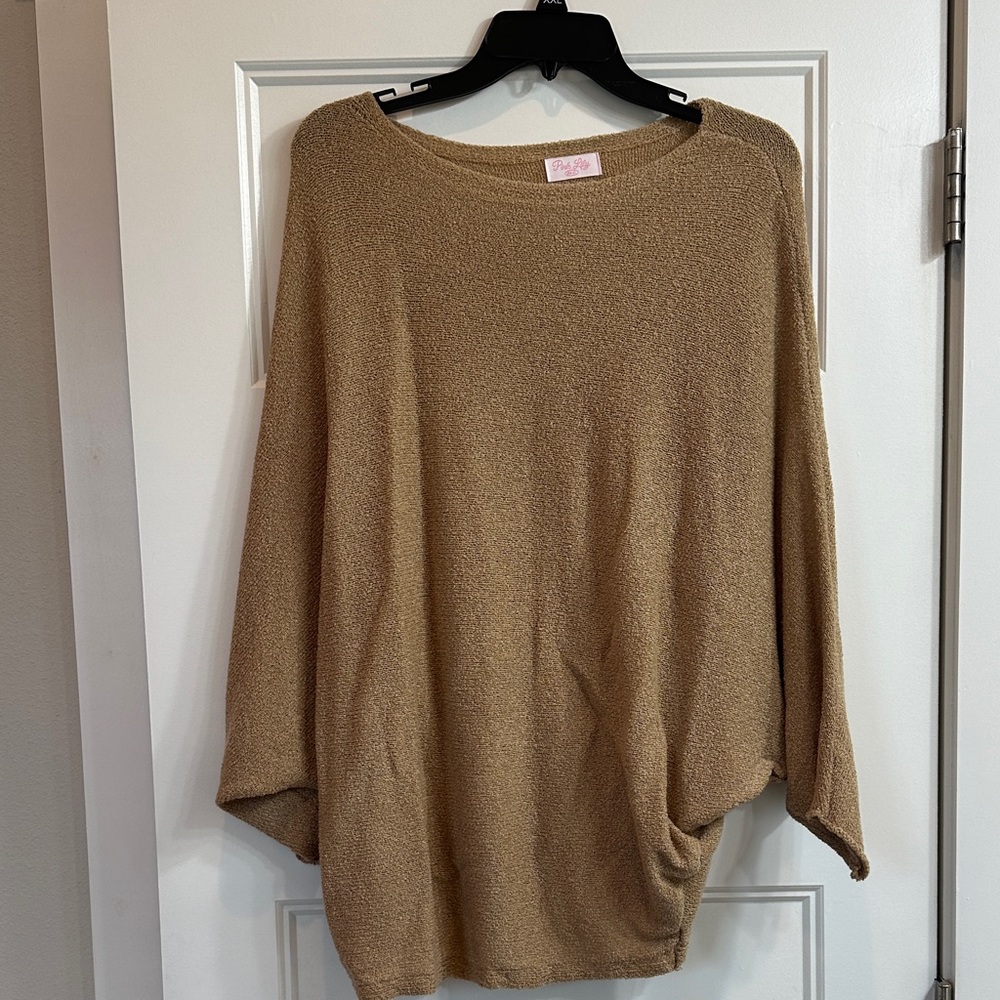 Pink Lily Cozy Relaxed Sweater - Camel